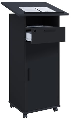 VCM Stehpult 60x50x120 cm 1 Tür 3 Fächer Schublade Holzwerkstoff | Stehpult für Präsentationen - Büro oder Konferenzraum - Berufstätige - mit stabiler Konstruktion - für Notizen und Unterlagen