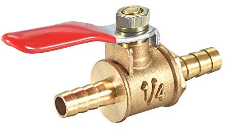 sourcing map 1 Stück Kugelhahn Absperrventil, 6.4mm Schlauchtülle auf 6.4mm Schlauchtülle, Rohrverschraubungen 180 Grad Bediengriff, Messingventil