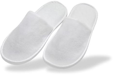 NATURECA Hotelltofflor, gästtofflor set, frottétofflor, herr- och damtofflor – universalstorlek, engångstofflor, bröllop, vita, 6 par, 42 EU