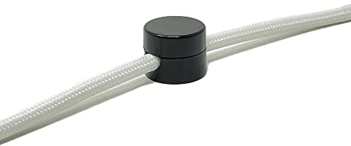 Wand- und Deckenpins - Weiß, Schwarz and Transparent für Textilkabel. 10 Stück. Made in Italy (Schwarz)