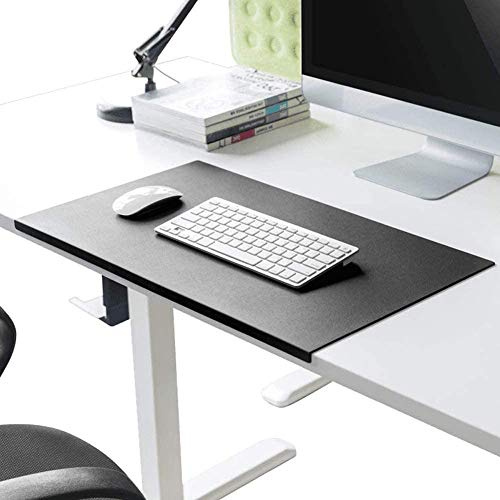 Schreibtischunterlage mit Kantenschutz gewinkelt / 90° abgewinkelt Rutschfeste Weichem Leder Schreibunterlage Mausunterlage für Büro Hause Office Laptop PC Pad, 120 x 60 cm, Schwarz