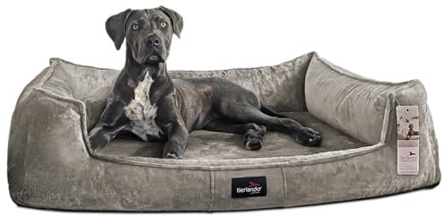 tierlando® Orthopädisches Hundebett Franklin hochwertiges Hundesofa aus kuscheligem Teddy-Stoff Größe: 130x100cm | Farbe: 02 Graphit