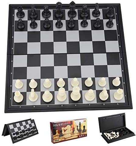 Scacchiera Professionale, Portatile Scacchiera Magnetica Chess Dama Scacchi Pieghevole da Viaggio per 6 + Anni Bambini e Adulti (25cm x 25cm)