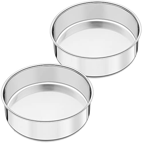 Joyfair 6 Inch Cake Tin Set of 2, Stainless Steel Round Cake Mould, Layer Baking Pan/Oven Toaster Bakeware for Baking and Roasting, One-Piece Molding & Straight Side, Mirror Finish & Dishwasher Safe