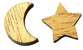 Ohrstecker Stern und Mond Sichel Mondsichel Himmel Holz Ohrringe Stecker Juvelato