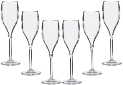 BREVETTI WAF Calici Flute Opale Bicchieri Infrangibili, Lavabili e Riutilizzabili, in Plastica per Prosecco, Spumante e Champagne, 6 pezzi per confezione, Capacità 15 cl