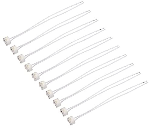 sourcing map Bombilla Zócalo, CA/CC 12-250V 2A 20cm Largo LED Lámpara Base Soporte para GU5.3 G4 MR16 MR11 Bombillas, Paquete de 10
