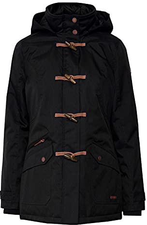 OXMO OXBrooke vinterparkas för kvinnor, parkas, kappa i dufflecoat stil med huva, Svart (799000), L
