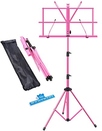 Notenständer LIU Klappbarer Tragbarer Ständer, Stabiler, Höhenverstellbarer Stativfuß，mit Tragetasche，für Instrumentalkonzerte Für Orchesterschulchöre (Color : Pink)