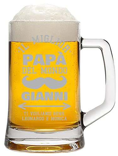 bubbleshirt Boccale Birra PERSONALIZZABILE Papà Festa del Papà Il miglior Papà del Mondo Ti vogliamo Bene ca 50 cl