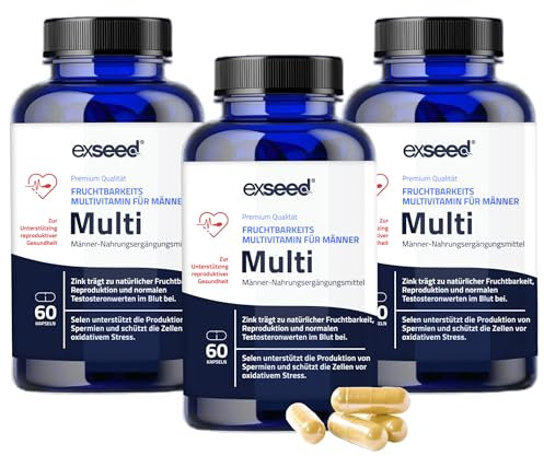 ExSeed Health Fruchtbarkeits Multivitamine für Männer – 3-Monatsvorrat (3 x 60 Kapseln) – Mit Vitaminen, Mineralien & Antioxidantien zur Unterstützung der männlichen Fruchtbarkeit & Vitalität