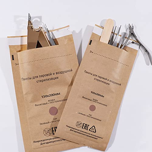 Brrnoo Sterilisationsbeutel, 100 Stück Dentalwerkzeug, Selbstversiegelnder Beutel, Nagelkunst Reinigungsbeutel für die Mundhöhlenschönheit für Kosmetik und Nagelwerkzeug, 100 X 200 mm