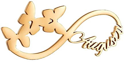 Personalisierte Unendlichkeit Name Brosche Pin Schmetterling Name Fibel mit Buchstaben Benutzerdefinierte Angepasst - Silber Rose Gold Schmuck Geschenke für Frauen Damen Mädchen