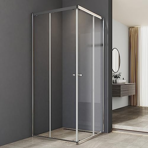 Duschkabine Schiebetür, Duschkabine 75x90 cm Eckeinstieg Duschabtrennung 6mm ESG Glas Duschtür Duschwand Höhe 185cm