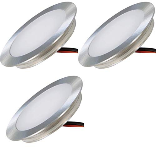 ETT Distribution GmbH LED Bodenleuchten 12V Ultra flach 3 x 0.5W Wandeinbaustrahler Tom 3000K Rund IP67 Bodeneinbauspots Trittfest Begehbar Lochausschnitt: 46mm