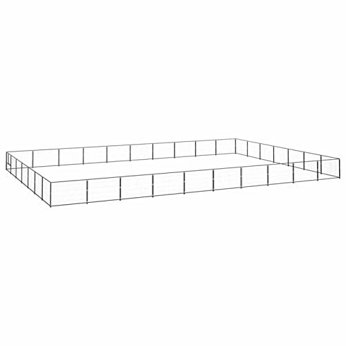 Camerina Hundezwinger Schwarz 70 m² Stahl HundehüTte Outdoor Hundehaus HaustierkäFig HundehüTte Outdoor Hunde Hundeauslauf DraußEn