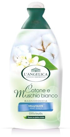 L'Angelica Officinalis, Bagnodoccia Estratto di Cotone e Muschio Bianco, Vellutante, Pelle Morbida e Vellutata, Senza Parabeni, Siliconi e OGM, 500ml