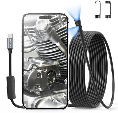 [ Dual Lens ] Endoskopkamera mit Licht,Teslong Endoskopkamera kompatibel mit iPhone 15, Type-C Endoskopkamera, Endoskop Inspektionskamera, Endoskopkamera Handy 3 Meter, Endoskop Kamera für Android