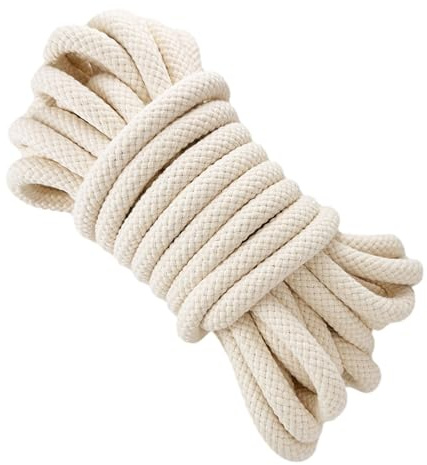 Corde tressée en Coton Naturel, 12 mm x 10 m. | Cordon épais pour macramé, loisirs créatifs, DIY, jardinage et déco, souple, charge de rupture 420 kg, fabriqué en Espagne.