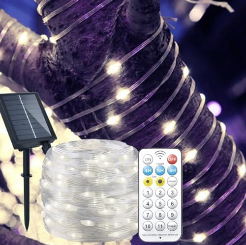 Catena luminosa di 300 microled 30 METRI led ricarica energia solare e USB con picchetto a pannelli da esterno per albero di Natale decorazioni eventi matrimoni feste(fredda 30 metri)