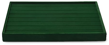 Papten Ring Schmucktablett Samt Stapelbar 35×24×3,5cm Dunkelgrün | Handgefertigter Samt Ringtablett 35×24×3,5cm platzsparend stapelbar für alle Ringarten