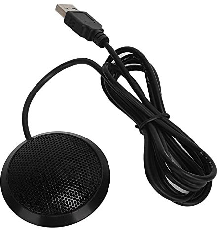 Beufee Microphone USB De Conférence, Micro De Bureau à 360 Degrés pour Ordinateur De Bureau, Micro à Condensateur Omnidirectionnel, pour Ordinateur Portable, pour Cours De Réunion en Ligne(Black)