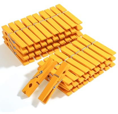 Mr. Pen- Wooden Clothes Pins, Natural Wood, 50 Pack, 2.9 Inch, Yellow, Rust Resistant Clothes Pins for Hanging Clothes, Clothes Pins Wood, Clothing Pins, Clothes Pegs, Clothespins, Wood Clothespin