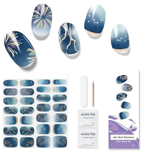 Nagelfolie UV Härtend-28 Stück Gel Strips Nägel UV Nagelfolie, Langlebig Nails Stickers Geschenke für Mädchen