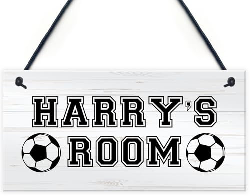 Red Ocean PERSONALISED Football Boys Room Hanging Door Sign, Football Room Decor, Christmas Birthday Gifts For Son Brother, Football Gifts For Boys