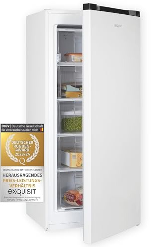 Exquisit GS145-051D Gefrierschrank Weiss - 145 L Standgerät 55 cm Breit | 4-Sterne Tiefkühlschrank mit wechselbarem Türanschlag, Temperaturregelung und 145 Liter Nutzinhalt für jede Küche