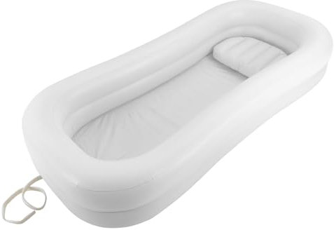 220 x 100 x 38 cm - Baignoire gonflable portable pour adultes - En PVC - Avec pompe à air électrique de 130 W - Coussin gonflable blanc robuste et durable - Bouchon de buse anti-reflux autoportant