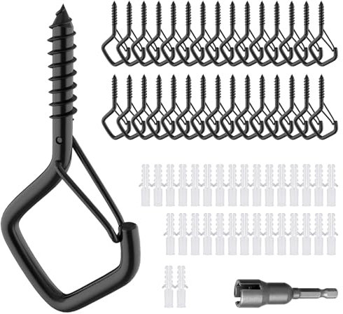 30pcs Ganchos atornillables, Ganchos QHang, Ganchos de Techo,Gancho Atornillable para Colgar Tazas,Hembrillas Cerradas Gancho Atornillable para Colgar Tazas, Macetas, Luces, Decoración de Navidad