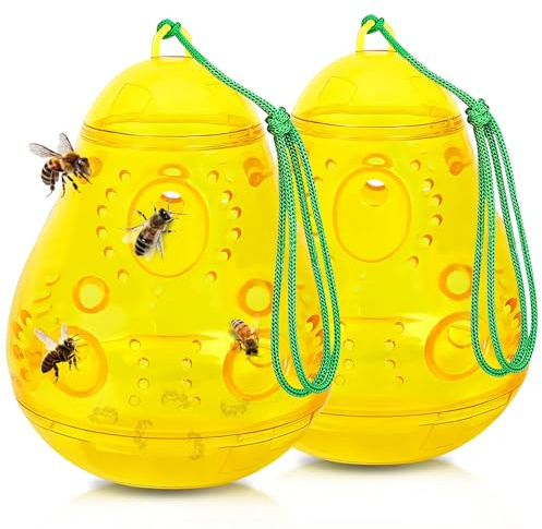 Wespenfalle Für Draußen, Wespenfalle In Gelb, Wespenabwehr, Wespen Abwehr Zum Aufstellen Und Aufhängen, Ohne Chemie, Insektenfalle Mückenfalle Fliegenfalle Fliegenfänger Wespenfänger (2er Set)