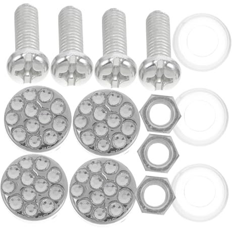 iplusmile Copridadi Antifurto per Targa Auto, in Metallo Argento, Fissaggio Sicuro e Facile da Installare, Accessorio Decorativo per Auto