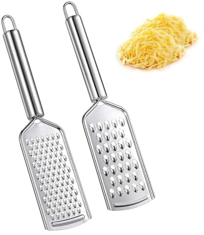 2PCS Kitchen Grater, Cheese Grater Fine Grater with Handle Stainless Steel Blade for Chocolate, Cheese, Carrot, Ginger, Coconut, Nuts