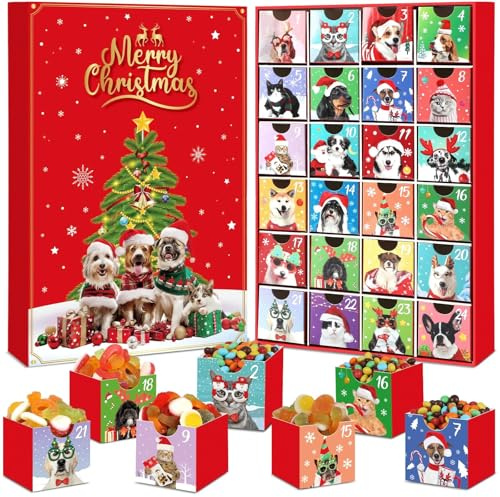 Calendario dell'avvento 2025 con cani e gatti, calendario dell'avvento vuoto da riempire, calendario dell'Avvento con cassetti, regali di Natale per gli amanti degli animali domestici, personalizzalo