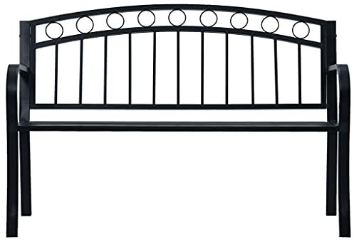 HETFTJN Balkon Sitzbank Balkon Lounge Klein Sitzbank Esszimmer Parkbank - Gartenbank 125 cm Schwarz Stahl für Park Balkon Draussen Terrassen