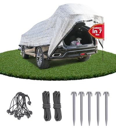 Ezcasch Telo ombreggiante in alluminio, 3 x 4 m, 85% riflettente, in alluminio, con occhielli, protezione solare in tessuto per auto, animali domestici, giardino, patio, serra, include corde elastiche