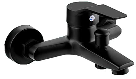 CYNEBXILG Wall Mounted Bath Mixer Tap, Wall Mounted Bathtub Faucets, Shower Mixer Tap, Shower Mixer Taps Wall Mounted, Ceramic Spool, Brass, Single Lever Shower Mixer, Black A