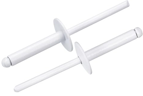 sourcing map 100Pcs 3/16x3/4 Large Flange Blind Rivets, Zinc-Plated Carbon Steel Grip and Mandrel Cap Blind Rivets, White