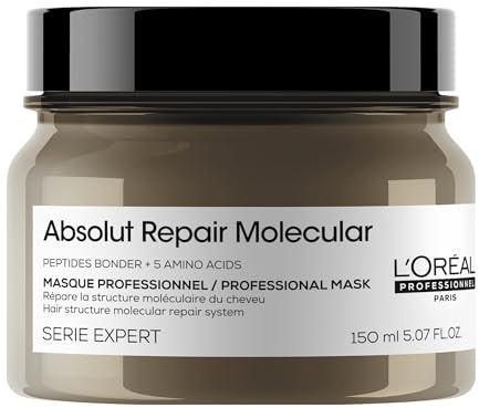 L’Oréal Professionnel, Masque Concentré Réparateur, Tous types de Cheveux Abîmés, Démêle, Renforce & Apporte Douceur et Souplesse, Formule Brevetée, Absolut Repair Molecular, 150ml