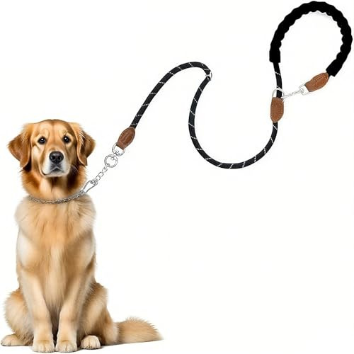 Guinzaglio for cani in nylon riflettente regolabile da 2 m con collare - guinzaglio for addestramento di resistenza for cani di taglia grande, media e piccola, for passeggiate notturne e jogging