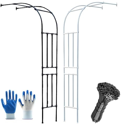 Arche de Jardin en Métal Fer Antirouille, Cadre en Acier Robuste Demi-Arche, Arche Rosier de Robuste pour Plante Grimpante, Décoration de Cérémonie Fête,180cm 200cm 240cm(Black,2.4M*2.4m/7.8FT*7.8FT)