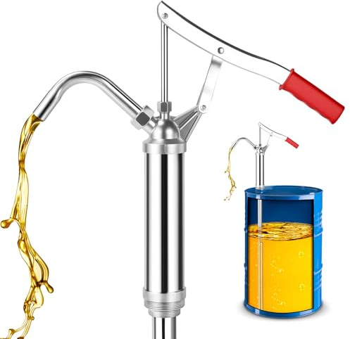Virenex Pompe à tonneau, Pompe à tonneau avec effet levier, Pompe à tonneau à levier pour fûts de 5-55 gallons, Pompe à tonneau à levier, Pompe manuelle lourde avec tube d'aspiration télescopique pour