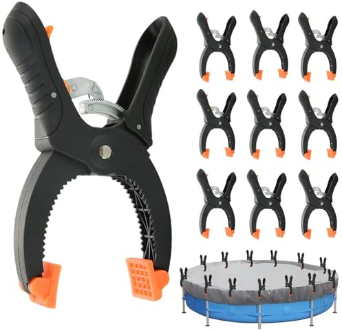 10 Stück Klemmzwingen Für Poolabdeckung, Poolklammern Federklemme Spannbereich 0–75 mm, Pool Klammern Für Abdeckplane Selbstverriegelndes, klammern Groß Befestigungsklammern pool Zubehör