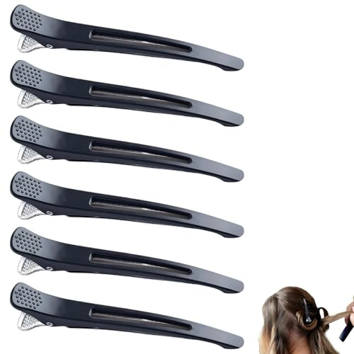 6 Stück Haarclips, Abteilklammern Friseur Klammern, Friseur Zubehör, Haarklammern Friseurbedarf, Rutschfeste Haarklammern, für Friseursalon und Zuhause, für Unisex, Schwarz
