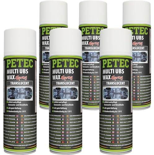 PETEC 6x 73450 Unterbodenschutz (500 ml) | 6x 73450, 500 Ml, Multi Ubs Wax Spray, translucent