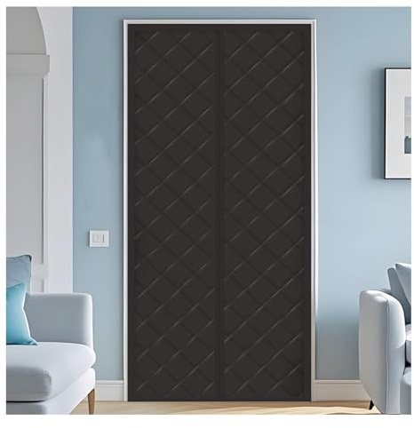 Rideau de Porte Magnétique Protection Thermique, Rideau Magnétique Isolant Thermique pour Portes, coupe-vent et économe en énergie, protection contre le froid, Isolation phonique(Black,130x220cm)