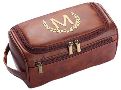 Borse da toilette da uomo CGFN, regali personalizzati per uomo, borsa da toilette in pelle PU personalizzata da uomo con iniziale, borsa da toilette da appendere, regali di Natale e compleanno
