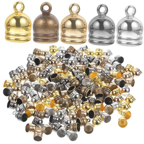 LIFKOME 150 Stück Teiliges Tassel Endkappen Langlebige DIY Schmuckzubehör für Armband Halskette Ohrring Quasten Kompatibel mit Spitze Satin Kordeln für Bastelperlen und Anhänger